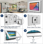 TABcare Locking Security Metal Case for Apple iPad 5/6, iPad Pro 9.7", iPad Air 1/2 9.7" Tablet (White)