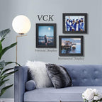 VCK 8x10 Solid Wood Picture Frame Set of 5,Textured Exclusive Black Picture Frames, Wall Hanging
