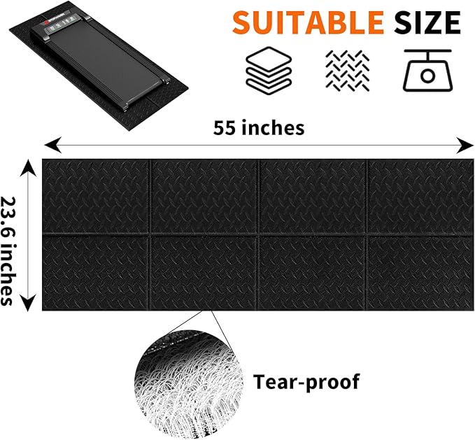 Walking Pad Mat for Carpet, Treamill Mat for Hardwood Floors, High Density, 1/4 Thickness, Folable, Floor Protection Mats for Bike, Elliptical, Treadmill
