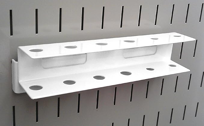 Wall Control Pegboard Screwdriver Holder Bracket Slotted Metal Pegboard Accessory Pegboard and Slotted Tool Board – White (Pack of 2)