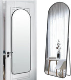 57x20 Door Hanging Full Length Mirror, Floor (Height 5.7ft just Body in1.3ft) Wall Mounted Metal Frame Arch Dressing Mirrors for Bedroom Bathroom Living Room 57 inch Black