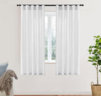 XTMYI White Sheer Curtains 68 Inches Long for Bedroom Living Room Dining Room,Linen Cotton Privacy Curtains for Kitchen Bathroom,40x68 Inch Length 2 Panels Set