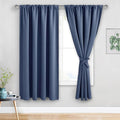 JIUZHEN Dusty Blue Blackout Curtains for Bedroom - Thermal Insulated Room Darkening Noise Reducing, 52 x 63 Inch Length Curtains for Living Room, Set of 2 Panels with Tiebacks, Dusty Blue