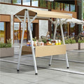 Foldable Food Cart for Business, Lightweight Farmers Market Stalls with Awning, Vendor's Stall Kiosk for Sale Hot Dog, Ice Cream, Food(Light-Brown,70.9in)