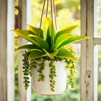 Artificial Agave Faux Agave 12.2In Fake Greenery Outdoor Artificial Plant Fake Plant for Indoor Home Decoration Plastic Plant Outdoor Decor Front Porch Decor Simulation Plants(Yellow,2Pack)