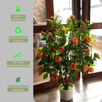 Artificial Camellia Tree 35in Faux Floral Plant with Red Flowers and Green Leaves - No Maintenance Indoor Outdoor Office Home Porch Decor Housewarming Gift(2 Pack - RED)