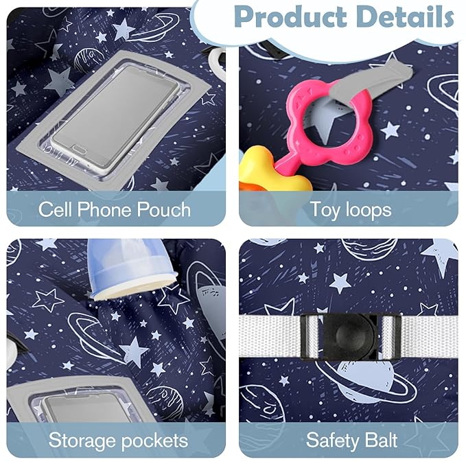 Shopping Cart Cover for Baby Girl Boy 2-in-1 High Chair Water Resistant High Chair Cover Blue Sailboat Gender Neutral Cart Cover for Babies Padded Grocery Cart Cover for Baby