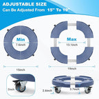 Plant Rollers with Wheels, 15-19 Inch Adjustable Bucket Dolly with Locking Wheels 440 LBS Heavy Duty Drum Cart Plant Caddy with Wheels Plant Mover Base, Blue