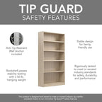 Bush Furniture Universal Tall 5 Shelf Bookcase in Natural Elm, Vertical Storage and Display Bookshelf for Home Office or Living Room Organization