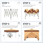 PHI VILLA 10x10 Pop Up Canopy Tent with Sidewalls - Easy Up Tent with Mesh Windows for Ventilation, Waterproof Design - Ideal for Parties, Beach, and Outdoor Events (Beige)