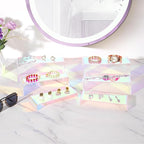 Iridescent Acrylic Display Risers, 6pcs Rainbow Display Stand Rectangular Stands Showcase Transparent Display Shelf for Dessert Cupcake Collectibles Figures Jewelry Perfume Christmas Decor