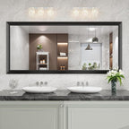 Amorho Bathroom Mirror Black, 72X32 Inch Thick Metal Framed Wall Mirrors for Over 2 Sinks, Bedroom, Living Room, Entryway, Large Rectangle Wall-Mounted Mirrors.
