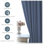 PONY DANCE Bedroom Curtains Drapes - Blackout Panels Home Fashion Solid Rod Pocket Curtain Blinds Home Decor Thermal Insulated Light Block, Wide 42 x Long 63 inches, Blue Haze, 1 Pair