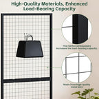 3 Pack Grid Wall Panel Rack, 3x6 Ft Metal Gridwall Display Stand with T-Base Wheels, Heavy-Duty Mobile Freestanding Racks with 20 Grid Hooks, for Retail Store, Craft Show, Boutique, Black