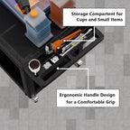 2 Tier Plastic Rolling Utility Cart on Wheels, Heavy Duty Tool Cart with Deep Shelves and 360° Swivel Wheels Holds up to 550 lbs, Service Cart for Garage, Warehouse, Cleaning (Black-L-Flat Top)
