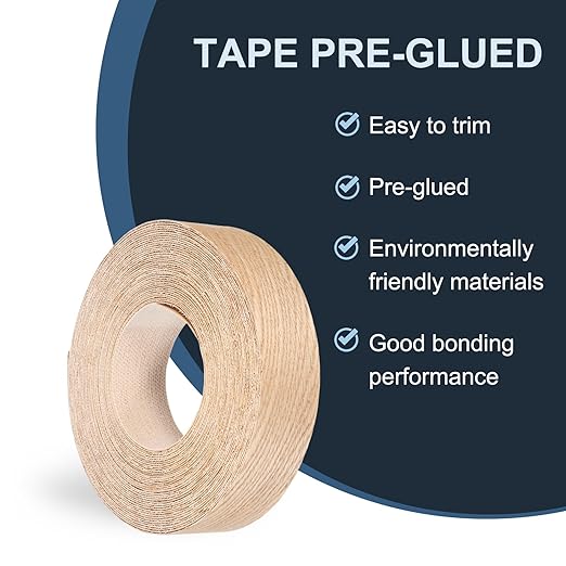 PATIKIL Red Oak Edge Banding, 1 1/2 in x 49.2 ft Wood Veneer Tape, Pre-glued Flexible