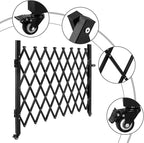 Folding Security Gate 65.35''W X 48.03''H Steel Scissor Door Gate Barricade Gate Expandable Security Gate Flexible Accordion Security Gate with 360° Wheels&Padlock