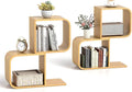 Giantex S-Shaped Bookcase Set of 2, 2-Tier Bamboo Bookshelf with 2 Open Cubes, Geometric Corner Display Shelf, Decorative Storage Organizer, Floor Storage Rack for Living Room, Home Office, Natural