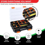 Andalus Tools Organizer Box, Small Parts Storage 34-Compartment Double-Sided Portable Hardware Organizer Removable Plastic Dividers for Screws, Nuts, Bolts, Nails – Orange (1 Pack, 12.5" x 10.5" x 3")