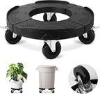 ToLanbbt Trash Can Dolly with 3 in Upgraded Wheels, 15-19 in Adjustable Round Furniture Dolly, Heavy Duty 480 LBS Drum Rolling Base, Keg Dolly for 20, 32, 44, 55 Gallon Garbage Cans, Black, 1 Pack
