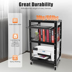 Mobile AV Presentation Cart Height Adjustable Computer Cart, Rolling Laptop Desk with Locking Wheels & Storage Shelf, for Home Office Classroom Video Projector TV Printers