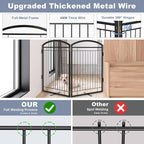 Full Metal Free Standing Dog Gate with Door for Indoor Outdoor, 48'' Extra Wide 36'' Tall Dog Gate for Doorways,Large Openings,Decks,Pet Puppy Freestanding Safety Fence(2 Panels,Black)