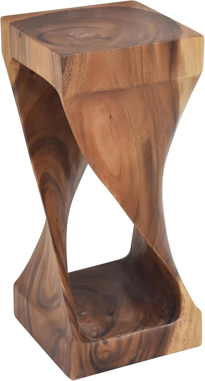 Steve Silver Furniture Solona Solid Wood Side Table, Acacia Whimsical Carved Design, Finish, Functional and Visually Alluring Natural Wood Glaze Accent Side Table, 12 L x 12 W x 26 H, Brown