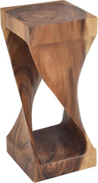 Steve Silver Furniture Solona Solid Wood Side Table, Acacia Whimsical Carved Design, Finish, Functional and Visually Alluring Natural Wood Glaze Accent Side Table, 12 L x 12 W x 26 H, Brown
