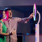 JIYANG Portable Photo Booth Compatible with Any Ipad,Photo Booth Stand Shell with ChackTok PhotoBooth VIP Member and Flight Case,Free Custom Logo,Perfect for Parties,Wedding and Events(White)