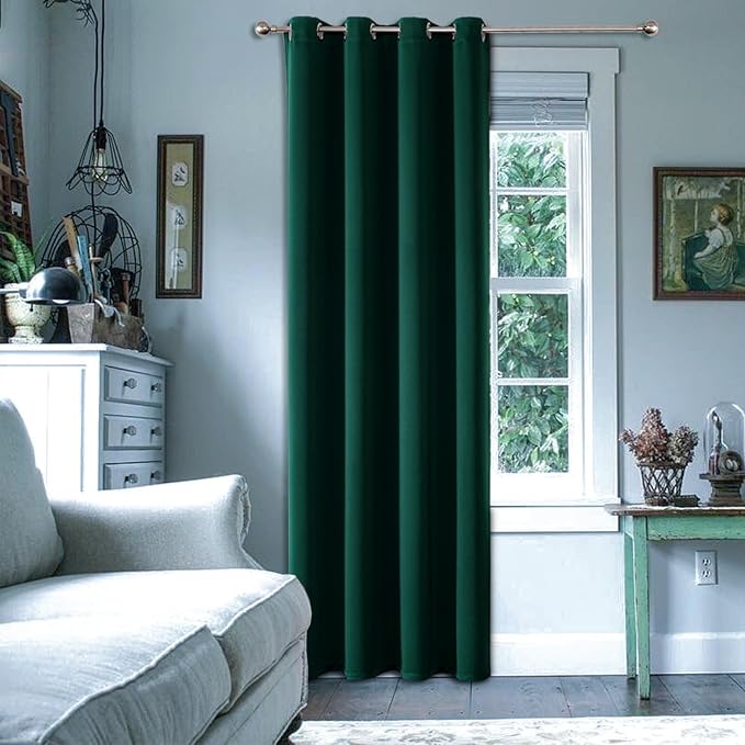 ChrisDowa Grommet Blackout Curtains for Bedroom - Thermal Insulated Room Darkening Curtains for Living Room (1 Panel Set, Forest Green,52W x 72L)
