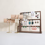 GemeShou Wood Bracelet Display Holder, White Jewelry watch organizer for selling, Retail Bangle Rack T Bar Stand Photo props【Beech Brass Bracelet Holder-High】