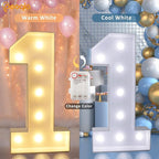 Pooqla 3FT Light Up Marquee Numbers, Cool White and Warm White LED Large Lighted Sign for Party Decoration, Giant Mosaic Numbers for 6th 16th 60th Birthday Decoration, Number 6