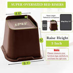 Bed Risers 1 inch, 2 inch, 3 inch, 4 inch, 6 inch, 8 inch Heavy Duty, Oversized Furniture Riser for Couch Sofa Table Chair Leg Frame Dorm, Support up to 6000 Lbs (Chocolat Brown 8 Pack, 5 inch)