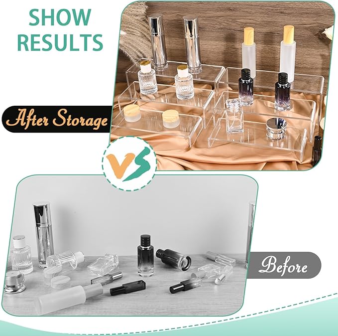 6 Pcs Large Acrylic Display Risers, 12" Large Risers Display Stands, 2 Sets Thickened to 0.19" Clear Rectangular Display Shelf for Figures, Jewelry, Perfume, Showcase, Collectibles, Dessert