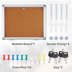 Enclosed Cork Bulletin Board Tamper-Proof Dispaly Case, Aluminium Frame, All-Weather Cork Noticeboard, Outdoor Enclosed Cork Board for School, Office, Restaurant, Hospital (20 X 16 Inches)