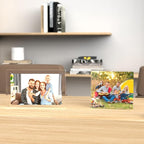 ILYXY 2 Pack Acrylic Frame 8x8, 20% Thicker, 24mm Thick Frameless Clear Square Picture Frame, Double Sided Magnetic Photo Frame, Free Standing Desktop Display Stand Acrylic Picture Frames