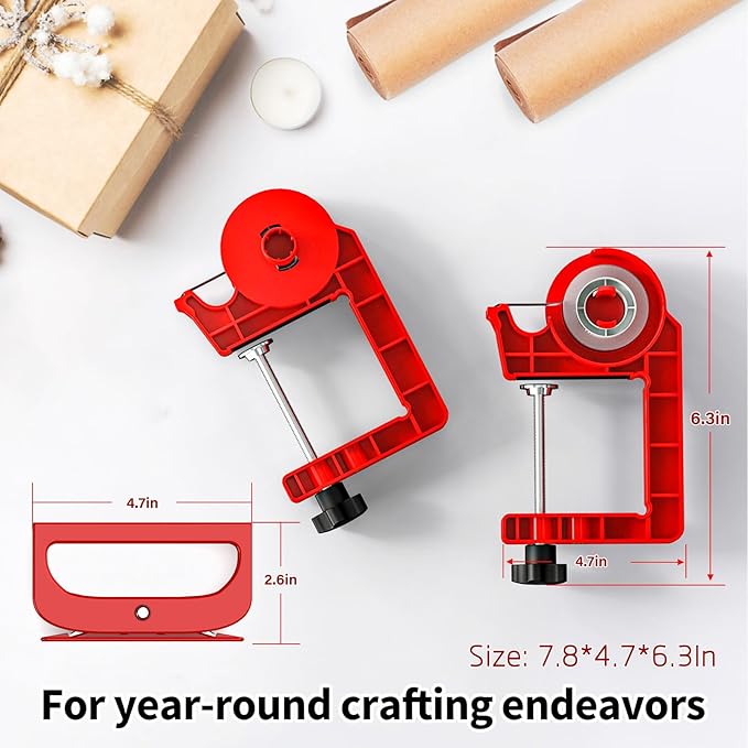Tabletop Gift Wrapping Tool with Tape Dispenser & Cutter–2 Pack Adjustable Wrapping Paper Table Clamps with 2 Tapes–Perfect for Christmas, Holidays, and Crafting