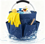 17L Cleaning Caddy With Handle, Foldable Storage Cleaning Product Organizer, Cleaning Caddy Organiser, Outdoor Camping，Portable Multifunctional Cleaning Bucket tool Bag Organizer (navy blue)