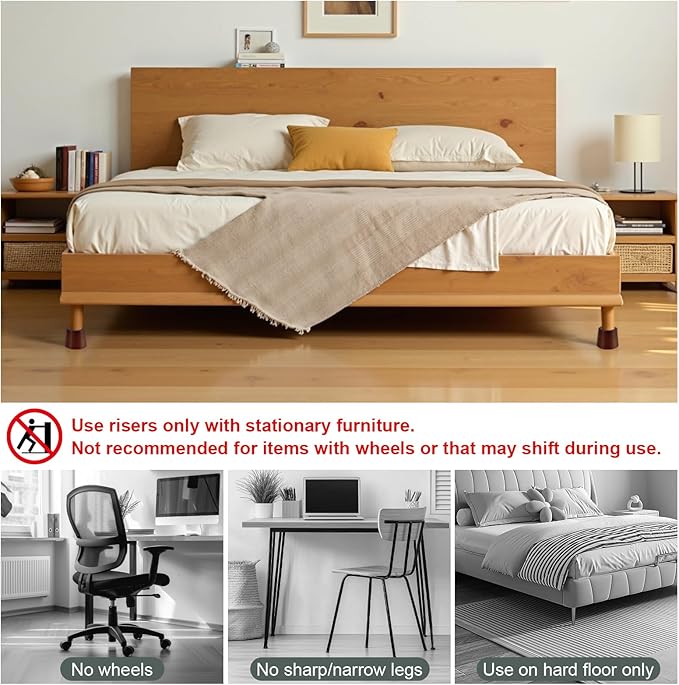 Furniture Raisers Bed Risers - 4 Inch Wooden Circle Heavy Duty Furniture Height Extenders Lifts for Sofa Couch Desk Chair Table Base Raising Space, Convenient Store and Cleaning, Pack of 4