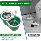 Spin Mop and Bucket with Wringer Set, 360° Rotating Head Mop Bucket System with 3 Microfiber Mop Refills Wet and Dry Suitable for Office and Home Use, Green (Green)