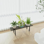 Zhongma One Tier Metal Plant Stand with Wheels,(35.43 L x 8.66 W x 10.3 H) Heavy Duty Plant Holder for Home, Window,Garden, Plant Lovers, Display Stand