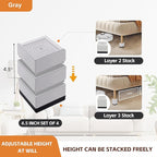 Bed Risers, Furniture Raise Blocks, 2,3 or 4 inch Stilts Heavy Duty for Bed Couch Desk Sofa Table Lifts, Furniture Legs Lifters Support up to 1300 Lbs (Light Grey, 4 Pack Set)