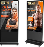 32/43/55/65 Inch Digital Signage Display, LCD Screen Advertising Display Kiosk Interactive Totem Floor Standing Auto AD Player with USB/HDMI/WiFi Android OS (65'' Non-Touch)