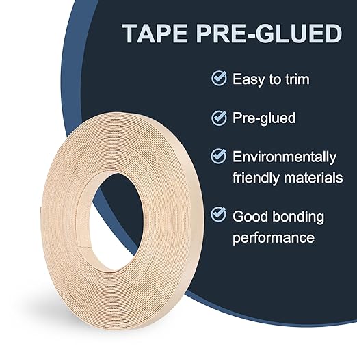 PATIKIL Maple Edge Banding, 1/2 in x 49.2 ft Wood Veneer Tape, Pre-glued Flexible
