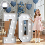 Marquee Numbers 3 Feet Tall Big Light Up Numbers 70th Birthday Decorations Women Men White Anniversary Party Decor Large Cardboard Prop Backdrop Sign 70