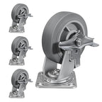 6'' × 2'' Caster Wheels, Heavy Duty Industrial Casters Set of 4 Rubber Wheels, Load 3600lbs Capacity, Swivel Caster for Cart Dolly Toolbox Trolley (4 Brake)