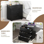 Aheaplus Closet Drawers Set of 2, Wood Closet Organizers and Storage with 3 Drawers, Closet Drawers Organizer System, Nightstands Bedside End Table with 3 Drawers Storage for Bedroom, Black