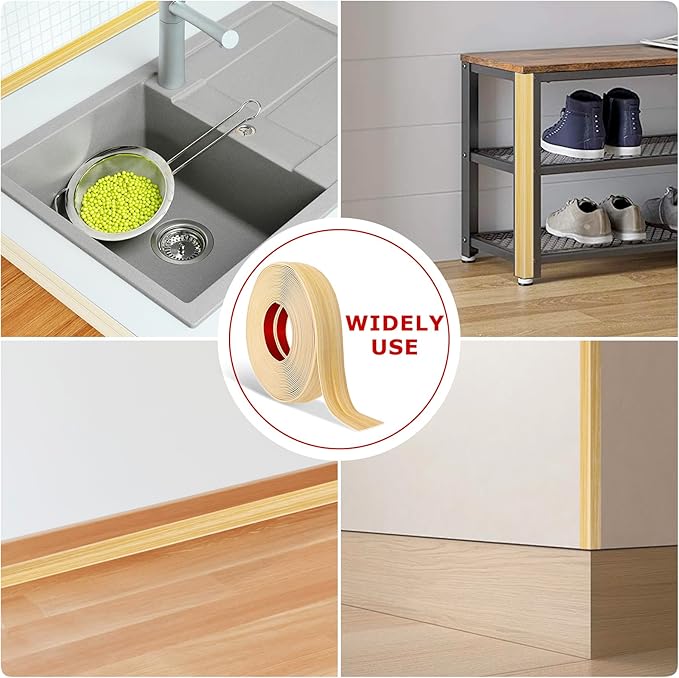 Flexible Wall Corner Protector Moulding Trim Peel and Stick Wall Corner Guards Edge Protector Self Adhesive Molding Trim Strip for Edge Ceiling (Original Wood Grain, 1.6 in x 40 Ft)
