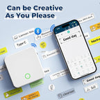 Label Maker Machine with Tape P0 Rechargeable Bluetooth Mini Label Printer Portable Small Thermal Labeling Machine Easy to Use for Home Office School Organization Battery Included White