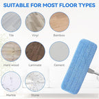 12" Microfiber Pad for Rubbermaid Commercial 12 Inch Mop Head - 8 Pack Replacement Wet & Dry Commercial Reusable Cleaning Mop Refills Fit for Any Microfiber Flat Mop System 12"